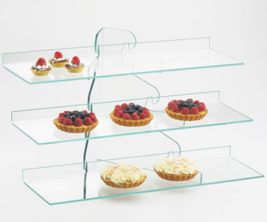 透明三层长方形亚克力面包蛋糕展示架子 有机玻璃食品展示架