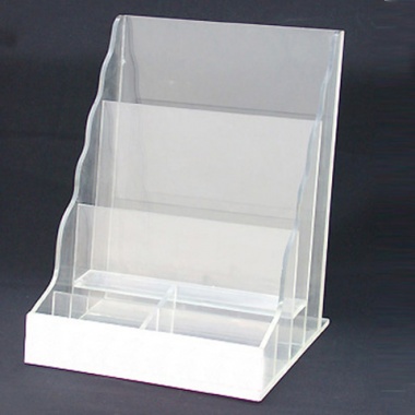 塑料宣传资料陈列展示架多层水晶资料架白色亚克力A4办公桌面